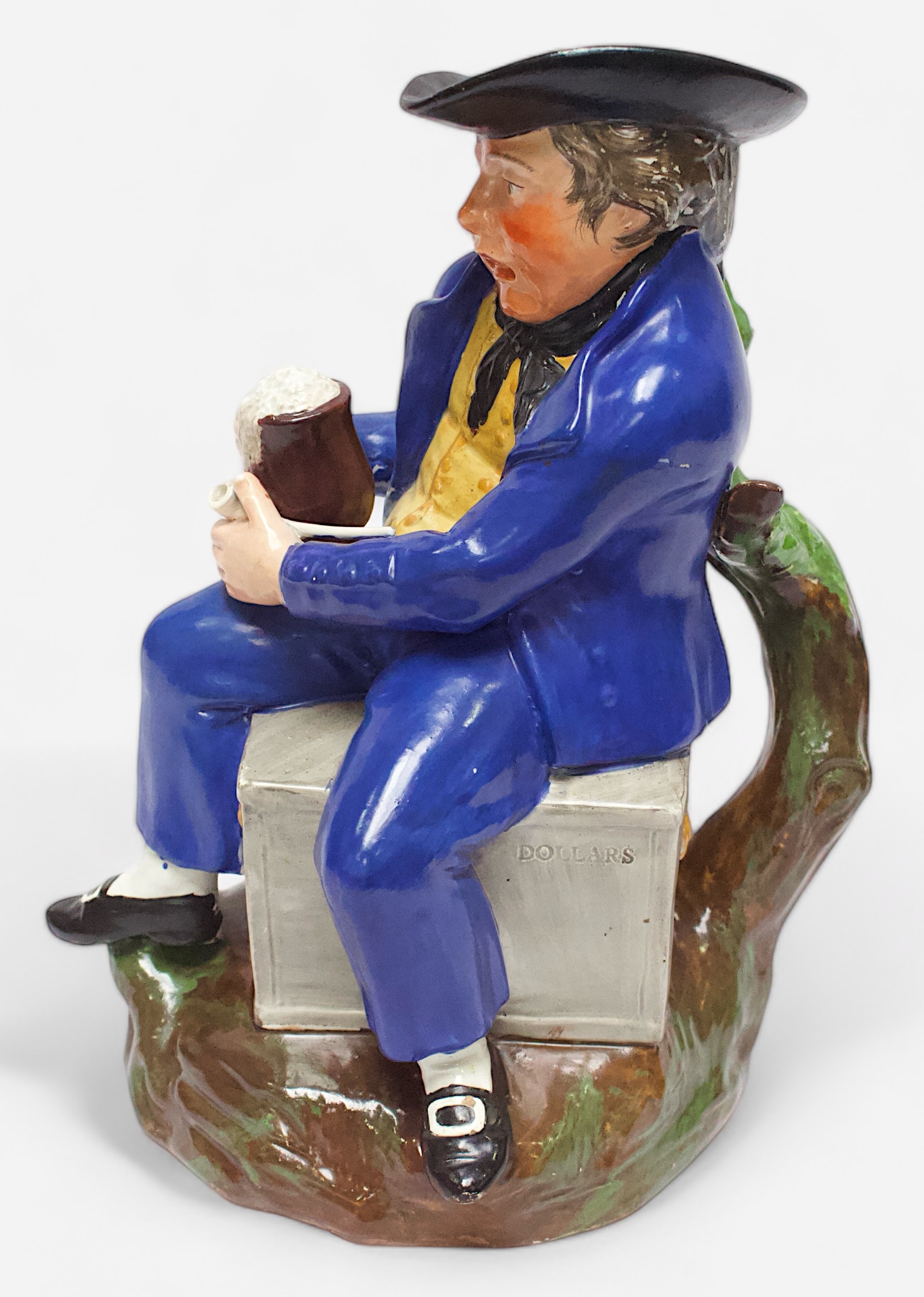 A 19th Century unmarked and heavily potted Staffordshire Pearlware toby jug of an ‘American Sailor,’ - Image 4 of 4