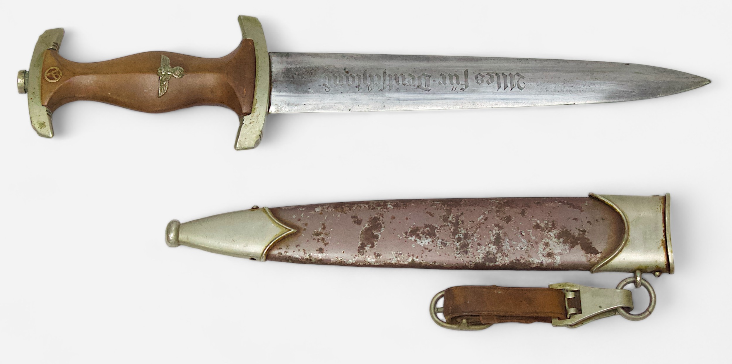 An early German WWII Third Reich SA dress dagger and scabbard, 1933 Patt., by Gust. Weyersberg