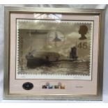 Four framed limited edition Royal Mail stamp montages, all of submarine interest, with large