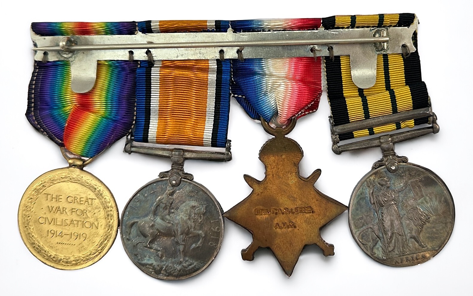 A WW1 Army Veterinary Corps Medal group of four comprising George V Africa General Service Medal - Image 2 of 6