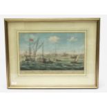 After J. Cleveley, hand-colouyred engraving, 'A View of His Majesty's Dockyard at Portsmouth, In The