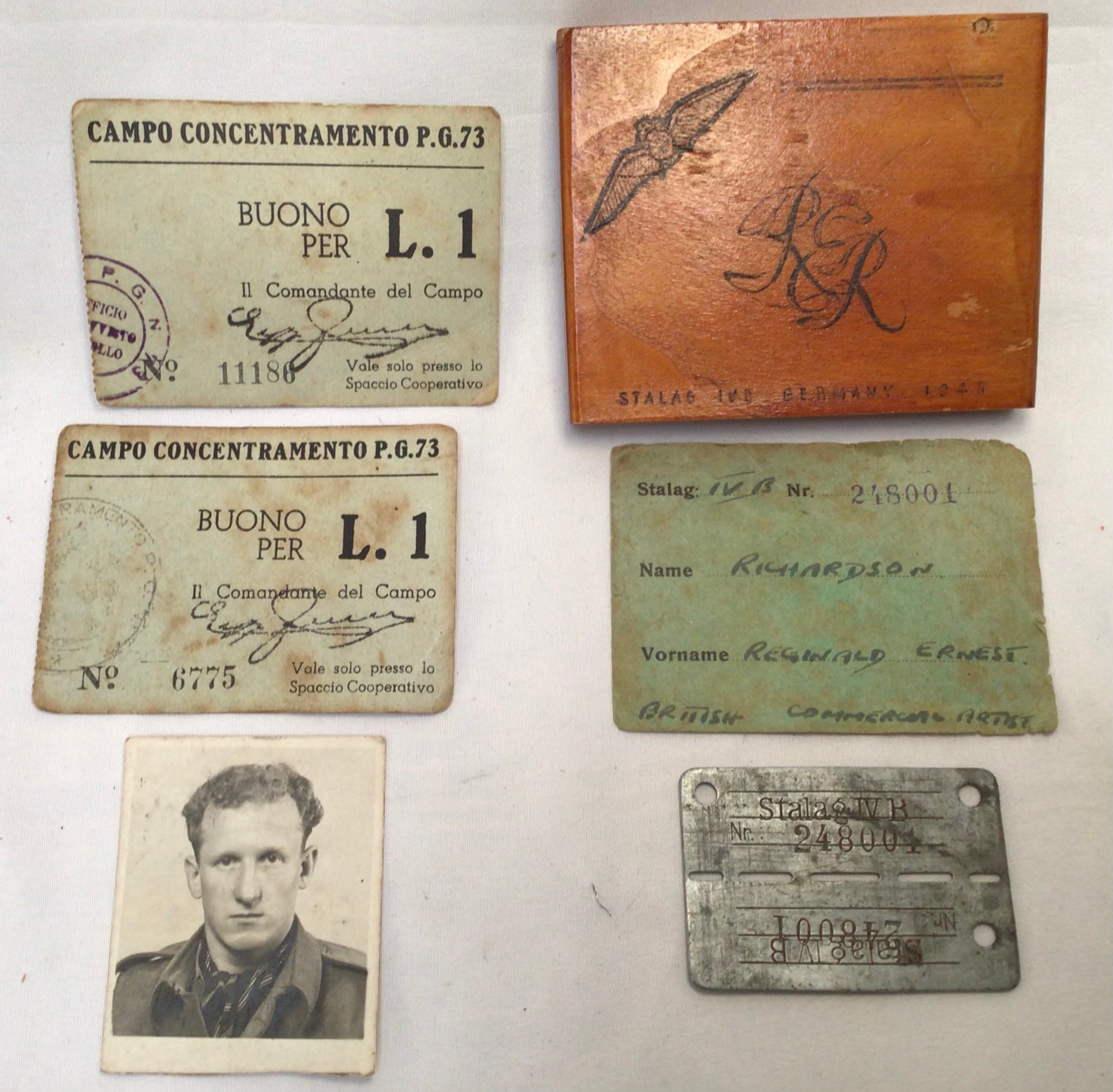 WWII British POW Interest: A small collection of items belonging to Reginald Ernest Richardson