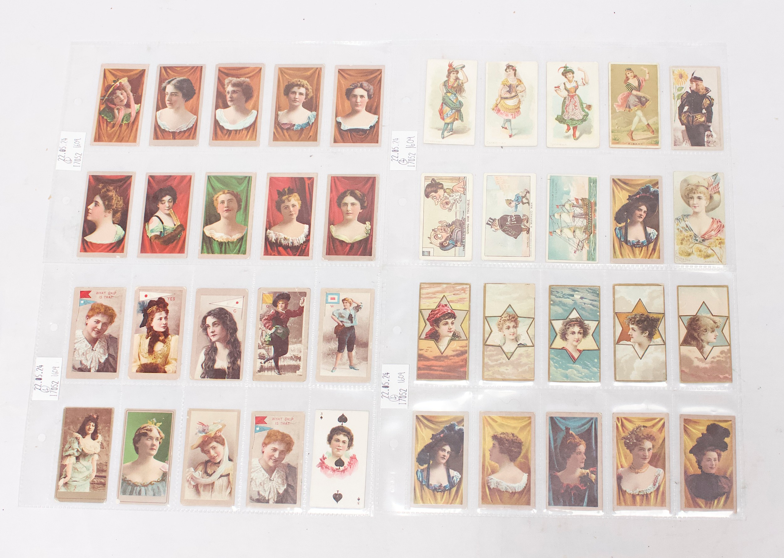 A collection of assorted late 19th Century USA cigarette cards, forty type cards, The American