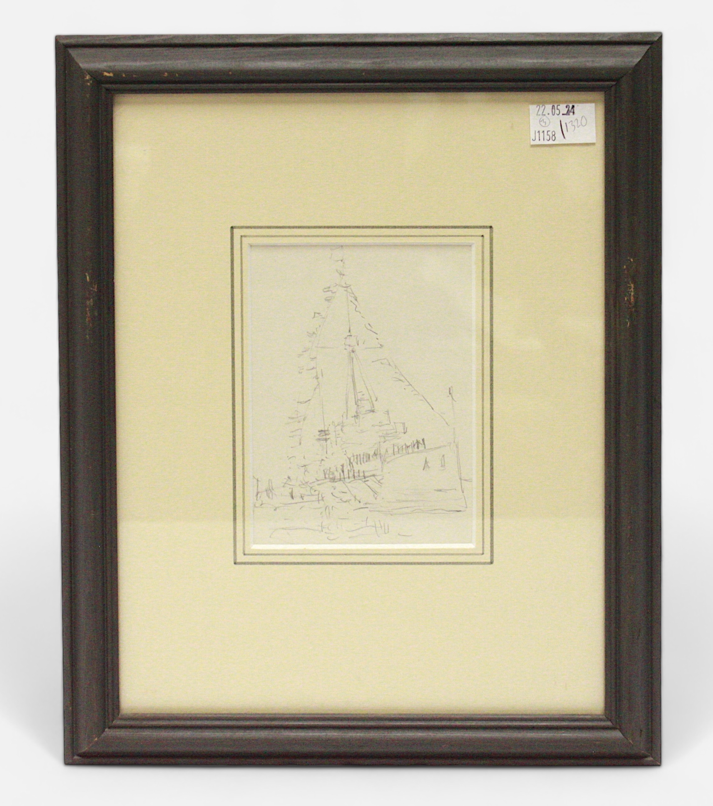 William Lionel Wyllie RA (1851-1931) Three original pencil sketches including ‘Becalmed Lugger’, ‘ - Image 4 of 4