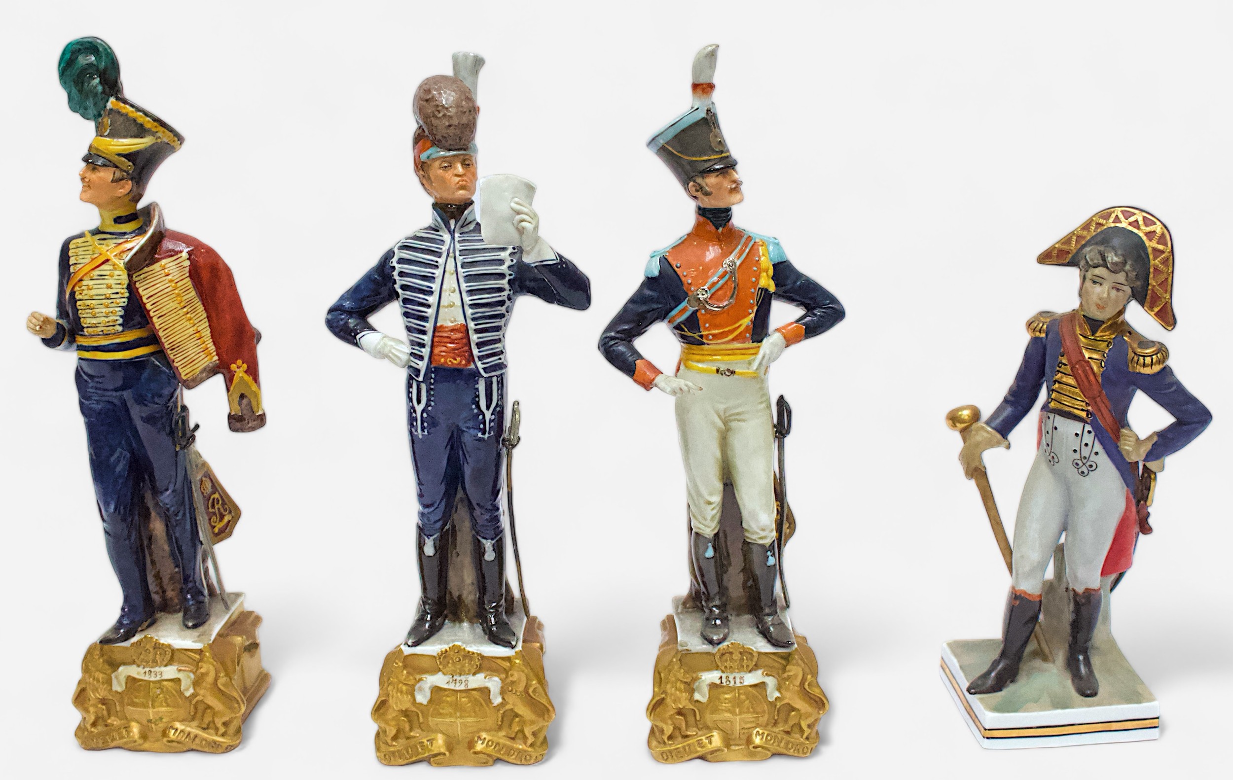 A set of six ‘Bruno Merli’ Porcelain figures of late 18th & 19th Century British Military - Image 4 of 5