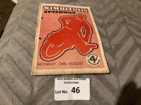 Speedway : Wimbledon v All America programme 24/08