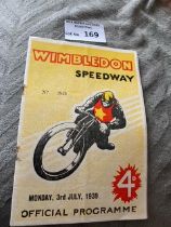 Speedway : Wimbledon v Belle Vue programme 03/07/1