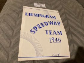 Speedway : Birmingham Brummies 1946 Team magazine