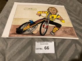 Speedway : Ole Olsen original hand drwn caricature