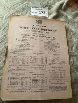 Speedway : White City London 04/10/1929 2 page car