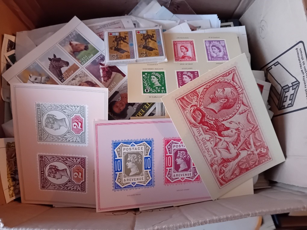 Stamps : BOX Mixed lot Incl. Stamps, Cards and goo