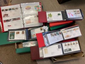 Stamps : 2 large crates of GB FDCs etc full of alb