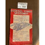 Speedway : Liverpool Stanley v Norwich Programme 3/5/1937