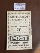 Speedway : Nottingham v Wembley Programme