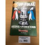 Football : Arsenal v Ipswich FA Cup Final programm