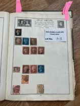 Stamps : Battered old Triumph album with decent al