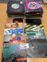 Records : Box of approx 100 7" singles, mixed genr