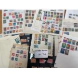 Stamps : Selection of China stamps on old album pa