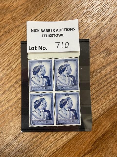 Stamps : Block of 4 mint GB 1948 £1 stamps.