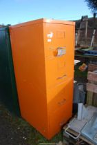 A four drawer filing cabinet.