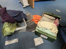 A quantity of hats, fabrics etc.