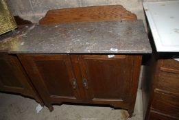 A marble top washstand/cupboard with shelves, 36 1/2" x 17" x 31 1/2" high (loose top).