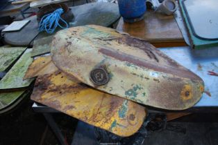 A pair of tractor mud wings for either a Massey Ferguson or International Harvester.