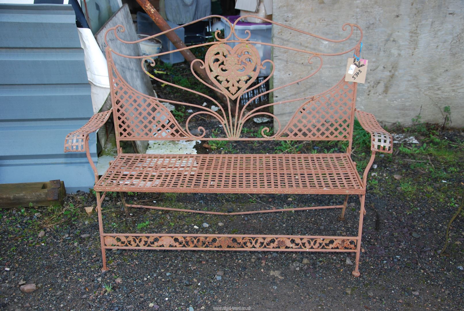 A metal fold up bench, 4ft long x 40" high x 21 1/2" deep.