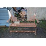 A metal fold up bench, 4ft long x 40" high x 21 1/2" deep.