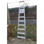 An aluminium 7 rung step ladder.