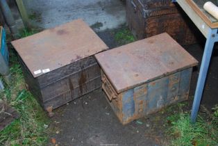 Two metal coal boxes.