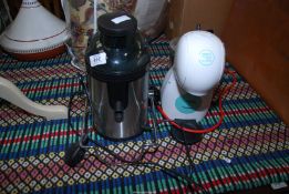 A coffee machine and a juicer.