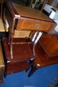 A small Mahogany drop-leaf table with drawer 30" (19" closed) x 15" x 21 1/2" high and a Mahogany