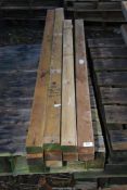 Twelve lengths of tanalised softwood 2 3/4'' x 1 3/4'' up to 57'' long.