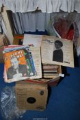 A quantity of vintage sheet music magazines and a quantity of mixed vintage records, etc.