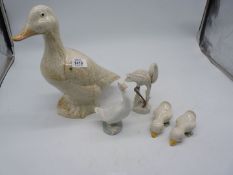 A small quantity of birds including Nao duck, Daito stork, large pottery duck etc.