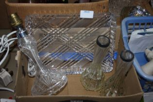 A small quantity of glass including silver rimmed single stem vases (a/f.