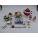 A quantity of small china pieces including Royal Copenhagen trinket dish, Beswick 'Mrs Tiggywinkle',