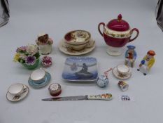 A quantity of small china pieces including Royal Copenhagen trinket dish, Beswick 'Mrs Tiggywinkle',