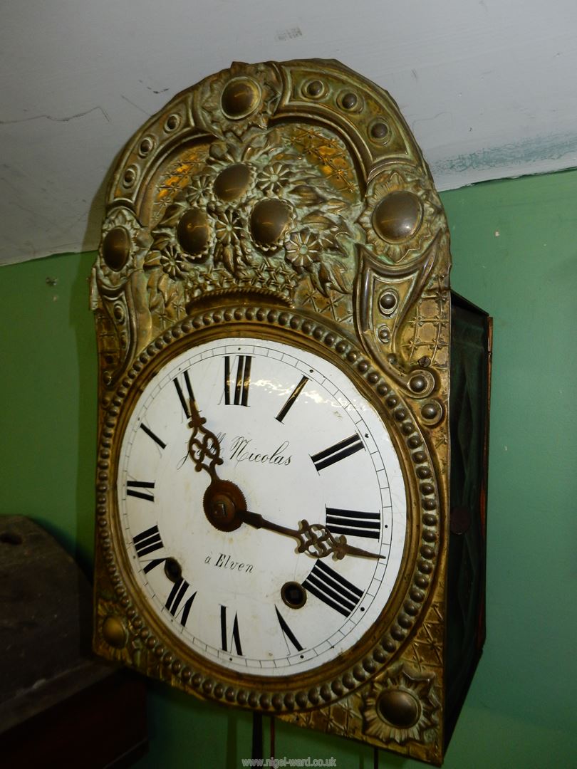 An unusual two train upright driven movement Wall CLock having a domed 8 1/4'' diameter white - Image 7 of 11