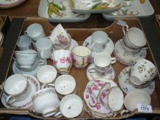 A quantity of mixed tea and coffee sets, mostly cups, to include Paragon, Salisbury Sweet Pea, etc.