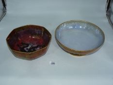 A Wiltonware red lustre Dragon pattern octagonal bowl.