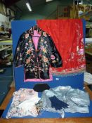 A small quantity of silk including skirt, pinafore, bed jacket, etc.