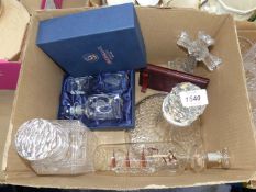 A quantity of glass including ships decanter, boxed set of Selkirk glass decanter and shot glasses,
