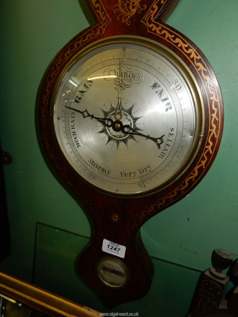 A Banjo Barometer with gilt scroll detail. - Image 4 of 8