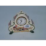 An unusual Poly Delfts hand-painted Holland porcelain cased mantel Clock, decorated with flowers,