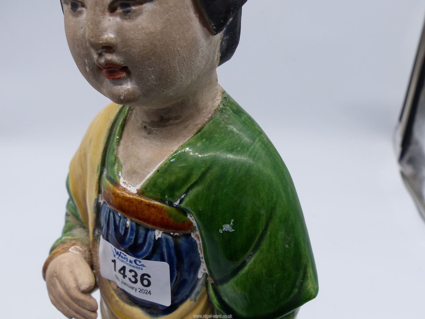 A Chinese pottery figure after a model of a Court lady from the Tang dynasty, 16 1/2" tall. - Image 5 of 5