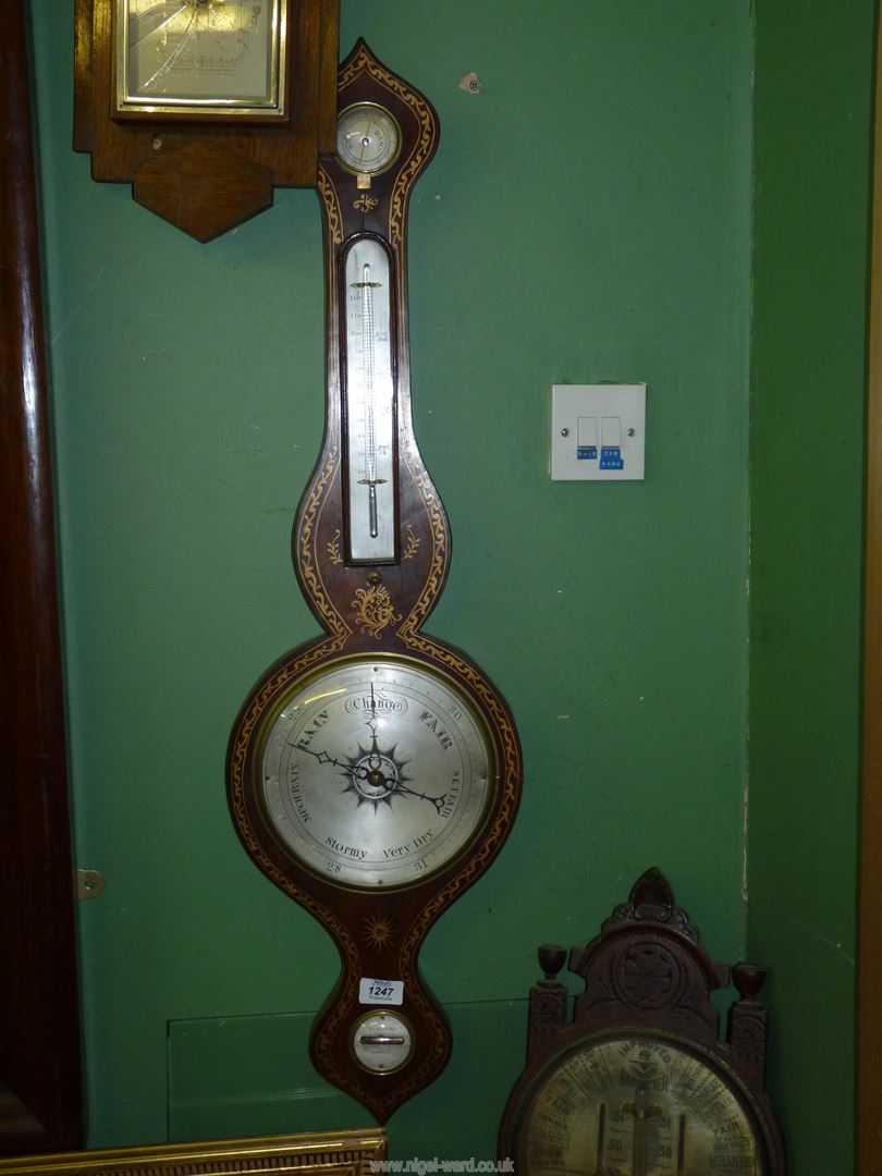 A Banjo Barometer with gilt scroll detail. - Image 2 of 8