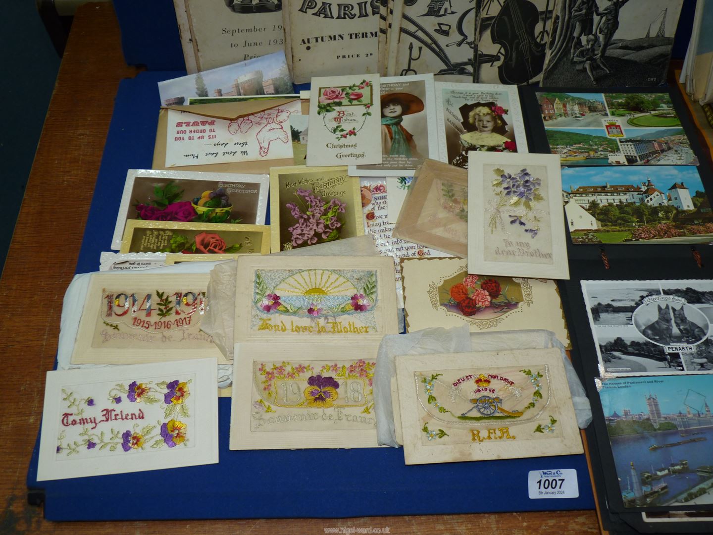 A quantity of miscellanea including embroidered, sepia postcards, - Image 2 of 2