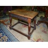 An Oak Joynt Stool of pegged construction,